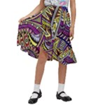 Violet Paisley Background, Paisley Patterns, Floral Patterns Kids  Ruffle Flared Wrap Midi Skirt