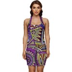 Violet Paisley Background, Paisley Patterns, Floral Patterns Sleeveless Wide Square Neckline Ruched Bodycon Dress