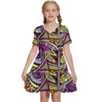 Violet Paisley Background, Paisley Patterns, Floral Patterns Kids  Short Sleeve Tiered Mini Dress