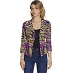 Violet Paisley Background, Paisley Patterns, Floral Patterns Women s Casual 3/4 Sleeve Spring Jacket