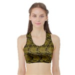 Yellow Floral Pattern Floral Greek Ornaments Sports Bra with Border