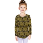Yellow Floral Pattern Floral Greek Ornaments Kids  Long Sleeve T-Shirt