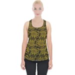 Yellow Floral Pattern Floral Greek Ornaments Piece Up Tank Top