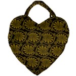Yellow Floral Pattern Floral Greek Ornaments Giant Heart Shaped Tote