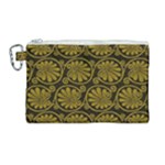 Yellow Floral Pattern Floral Greek Ornaments Canvas Cosmetic Bag (Large)