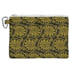 Yellow Floral Pattern Floral Greek Ornaments Canvas Cosmetic Bag (XL)