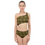 Yellow Floral Pattern Floral Greek Ornaments Spliced Up Two Piece Swimsuit