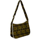 Yellow Floral Pattern Floral Greek Ornaments Zip Up Shoulder Bag