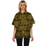 Yellow Floral Pattern Floral Greek Ornaments Women s Batwing Button Up Shirt