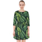 Green leaves Smock Dress