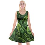 Green leaves Reversible Velvet Sleeveless Dress
