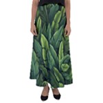Green leaves Flared Maxi Skirt