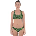 Green leaves Cross Back Hipster Bikini Set