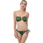 Green leaves Twist Bandeau Bikini Set