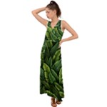 Green leaves V-Neck Chiffon Maxi Dress