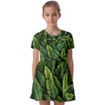 Green leaves Kids  Short Sleeve Pinafore Style Dress