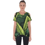 Banana leaves pattern Cut Out Side Drop T-Shirt