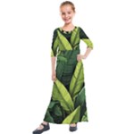 Banana leaves pattern Kids  Quarter Sleeve Maxi Dress