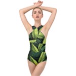 Banana leaves pattern Cross Front Low Back Swimsuit