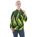 Banana leaves pattern Women s Long Sleeve Pocket Shirt
