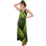 Banana leaves pattern V-Neck Chiffon Maxi Dress