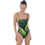 Banana leaves pattern Tie Strap One Piece Swimsuit