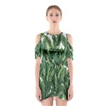 Tropical leaves Shoulder Cutout One Piece Dress