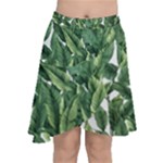 Tropical leaves Chiffon Wrap Front Skirt