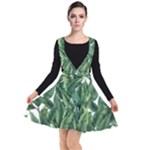 Tropical leaves Plunge Pinafore Dress