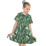 Tropical leaves Kids  Short Sleeve Shirt Dress