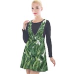 Tropical leaves Plunge Pinafore Velour Dress