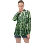 Tropical leaves Long Sleeve Satin Shirt