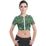 Tropical leaves Short Sleeve Cropped Jacket