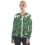 Tropical leaves Velvet Zip Up Jacket