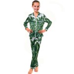 Tropical leaves Kids  Satin Long Sleeve Pajamas Set