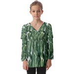 Tropical leaves Kids  V Neck Casual Top