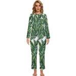 Tropical leaves Womens  Long Sleeve Lightweight Pajamas Set