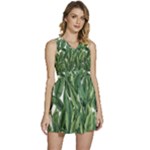Tropical leaves Sleeveless High Waist Mini Dress
