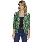 Tropical leaves Women s One-Button 3/4 Sleeve Short Jacket