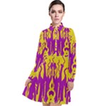 Yellow And Purple In Harmony Long Sleeve Chiffon Shirt Dress