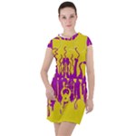 Yellow And Purple In Harmony Drawstring Hooded Dress