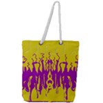 Yellow And Purple In Harmony Full Print Rope Handle Tote (Large)