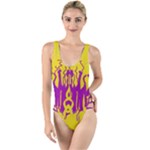 Yellow And Purple In Harmony High Leg Strappy Swimsuit