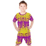 Yellow And Purple In Harmony Kids  T-Shirt and Shorts Set