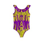 Yellow And Purple In Harmony Kids  Frill Swimsuit