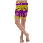 Yellow And Purple In Harmony Kids  Lightweight Velour Cropped Yoga Leggings
