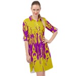 Yellow And Purple In Harmony Long Sleeve Mini Shirt Dress