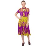 Yellow And Purple In Harmony Keyhole Neckline Chiffon Dress