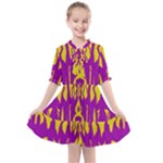 Yellow And Purple In Harmony Kids  All Frills Chiffon Dress