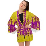 Yellow And Purple In Harmony Long Sleeve Kimono